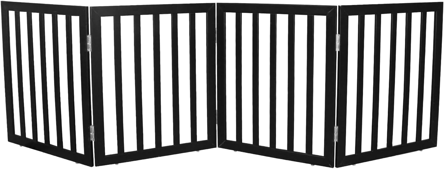 Guaipaipet Foldable Freestanding Pet Gate, 3-Panel 24" Height Indoor Dog Fence for Hallways & Stairs (White)