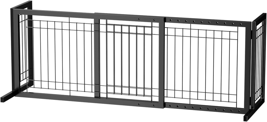 Guaipaipet Free-Standing Wood Pet Gate, 37-68" Adjustable Dog Fence for Doorways & Stairs (Cherry)