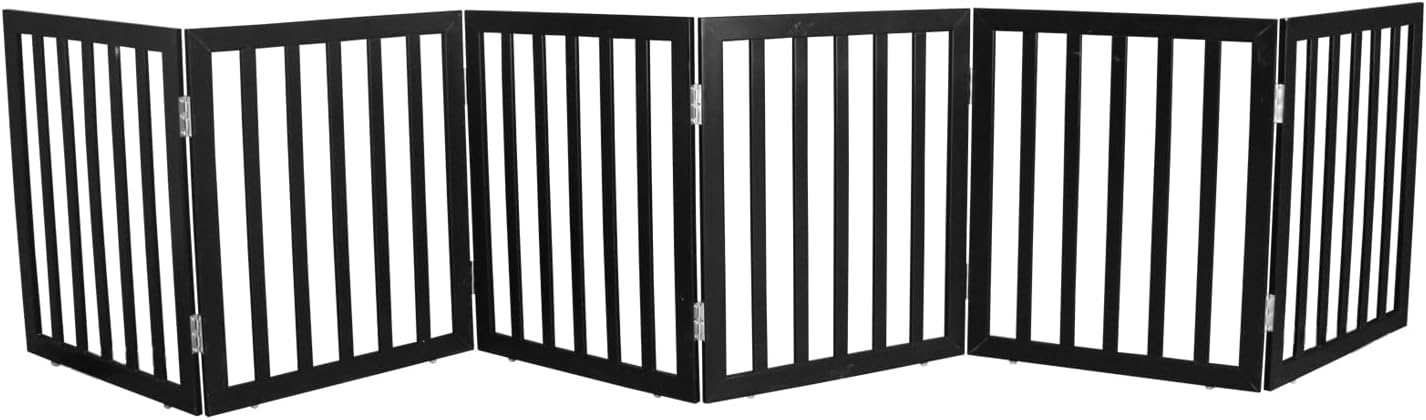 Guaipaipet Foldable Freestanding Pet Gate, 3-Panel 24" Height Indoor Dog Fence for Hallways & Stairs (White)