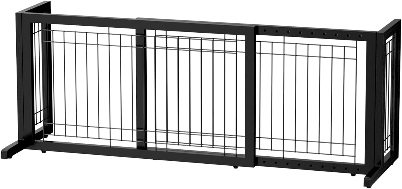 Guaipaipet Free-Standing Wood Pet Gate, 37-68" Adjustable Dog Fence for Doorways & Stairs (Cherry)