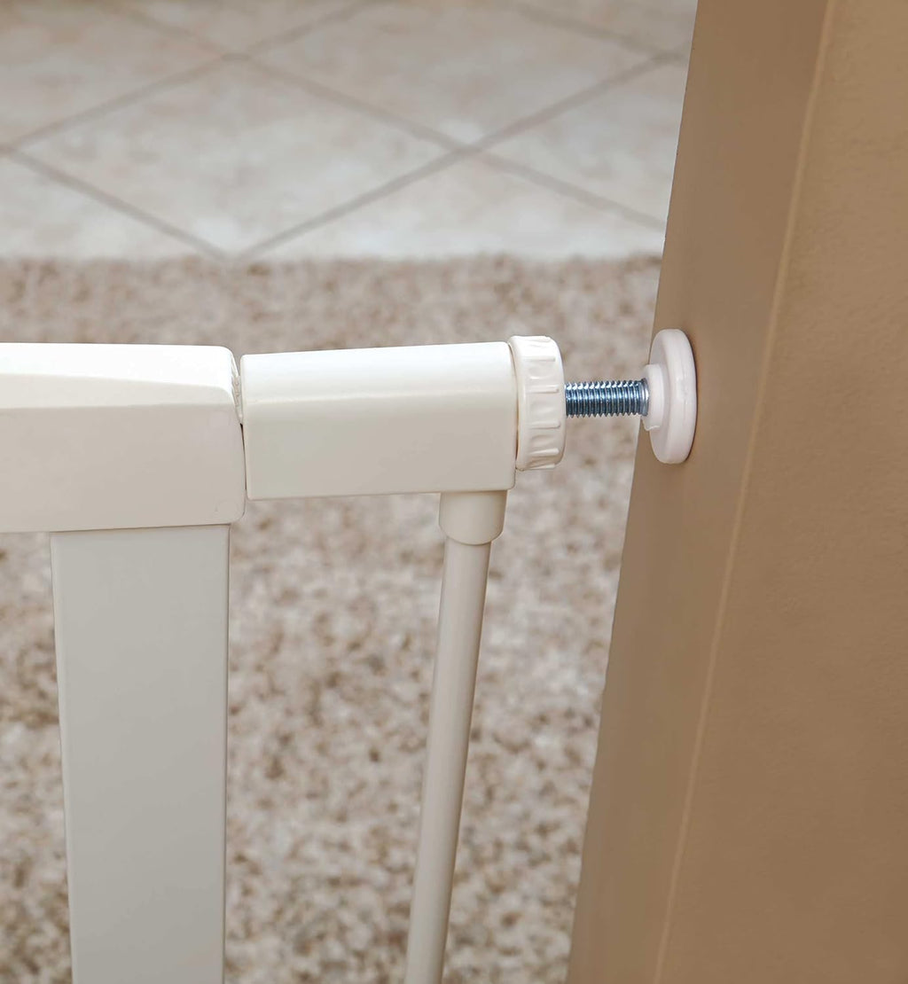 Guaipaipet Steel Pressure-Mounted Pet Gate, 29.5-38" Adjustable Auto-Close Walk-Thru Door, 39" H (White)