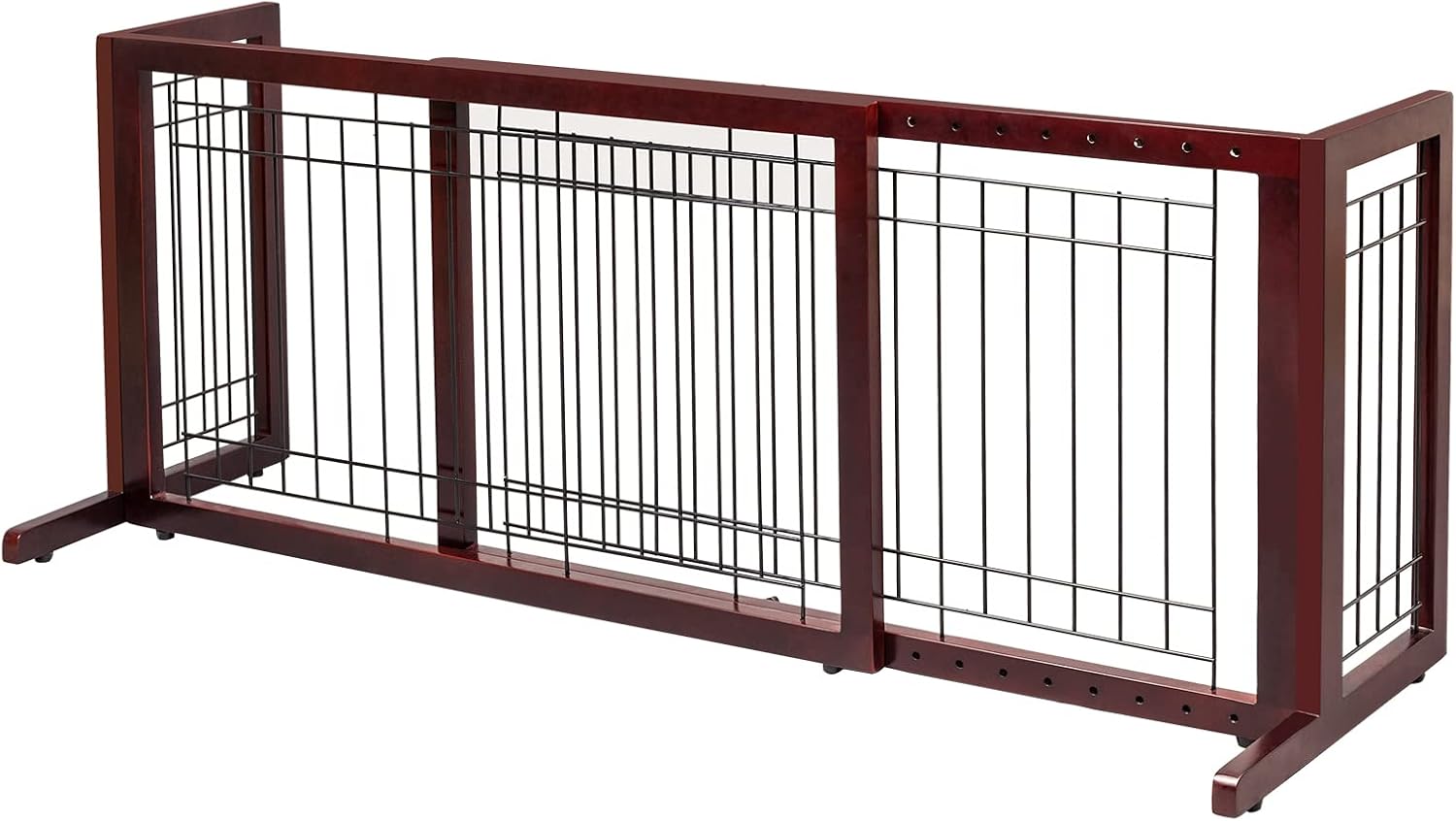 Guaipaipet Free-Standing Wood Pet Gate, 37-68" Adjustable Dog Fence for Doorways & Stairs (Cherry)