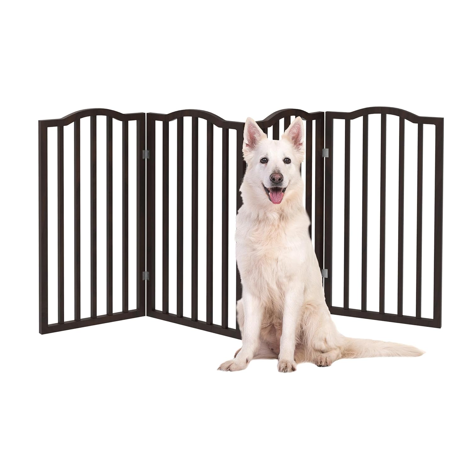 Guaipaipet 3-Panel Folding Freestanding Pet Gate, 54x32" Indoor Fence for Cats & Dogs (Brown)