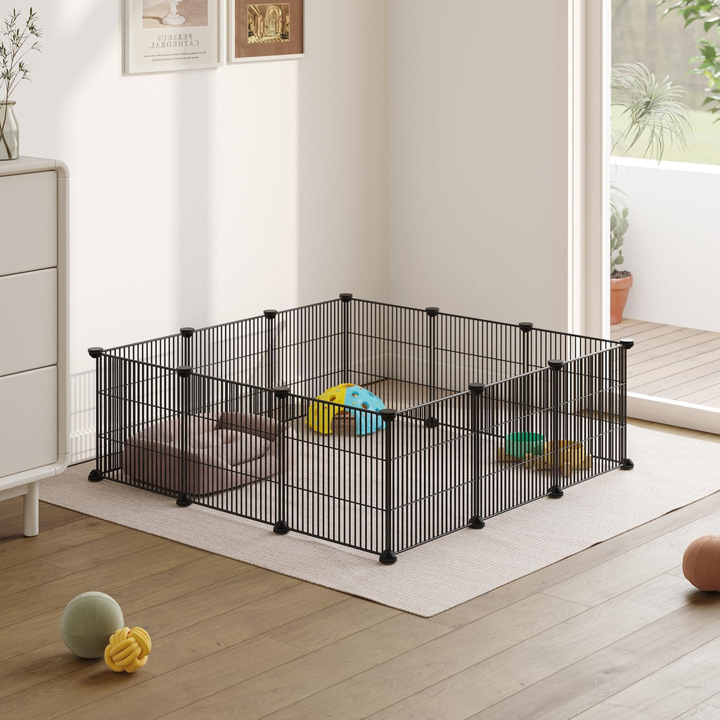 Guaipaipet DIY Metal Wire Small Animal Playpen, 12-Panel 15x12" for Rabbits, Guinea Pigs & Puppies (Black)