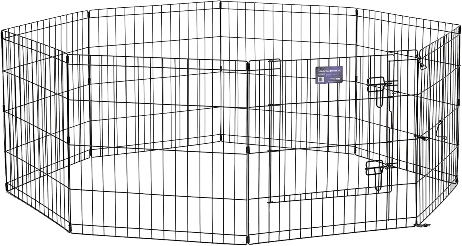 Guaipaipet Folding Metal Dog Exercise Pen, Indoor/Outdoor Playpen 30" Tall, 16 Sq Ft Play Space (Black E-Coated)