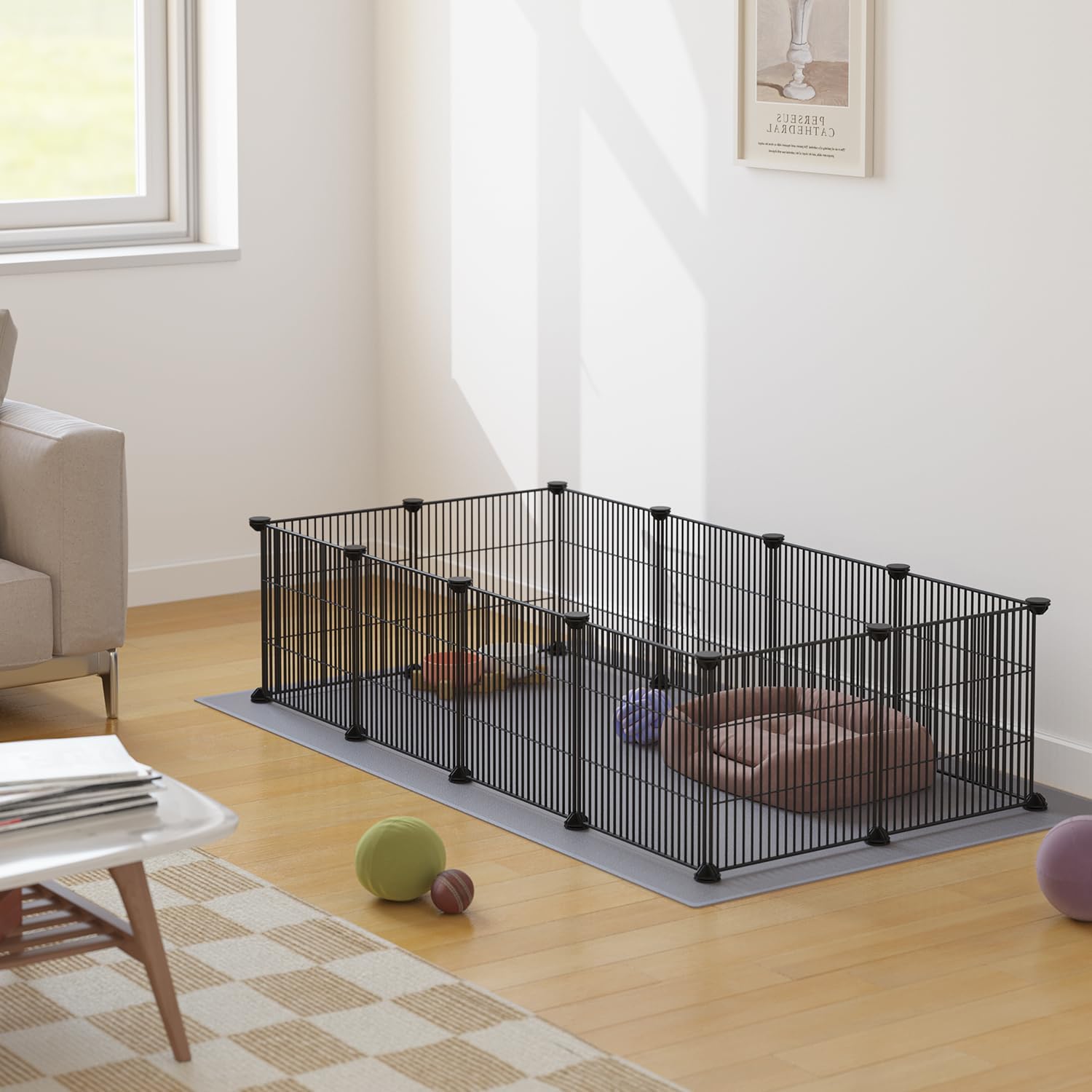 Guaipaipet DIY Metal Wire Small Animal Playpen, 12-Panel 15x12" for Rabbits, Guinea Pigs & Puppies (Black)