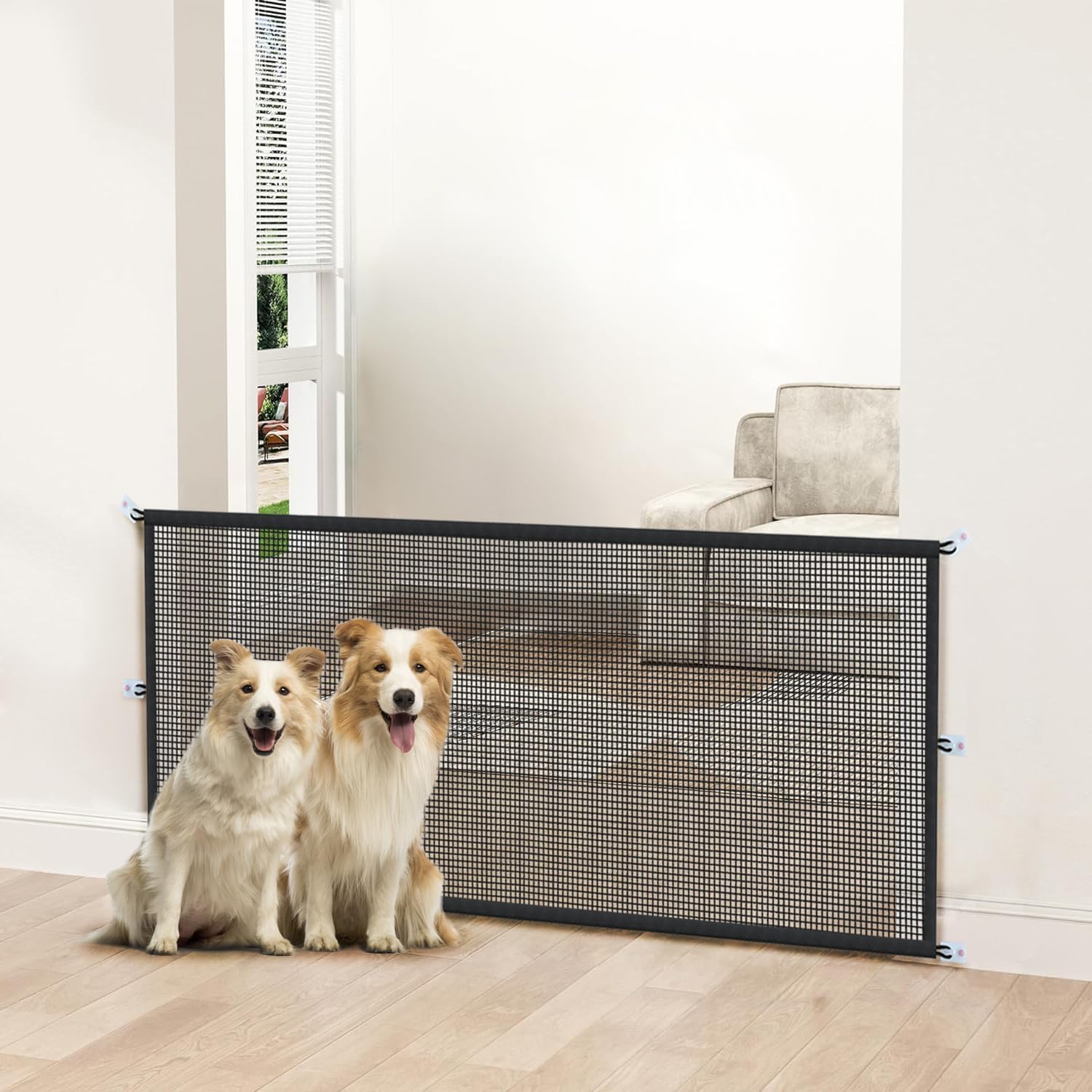 Guaipaipet Mesh Screen Pet Gate, 29" Tall Fits 36-39" Openings, Indoor Dog Gate for Stairs & Doorways