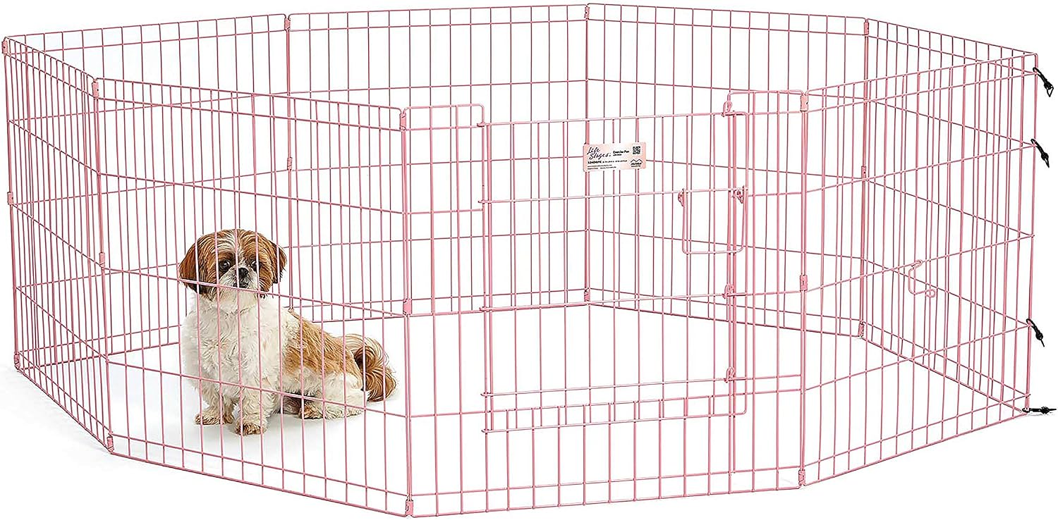 Guaipaipet Folding Metal Dog Exercise Pen, Indoor/Outdoor Playpen 30" Tall, 16 Sq Ft Play Space (Black E-Coated)