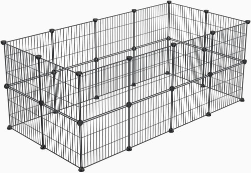 Guaipaipet DIY Metal Wire Small Animal Playpen, 12-Panel 15x12" for Rabbits, Guinea Pigs & Puppies (Black)