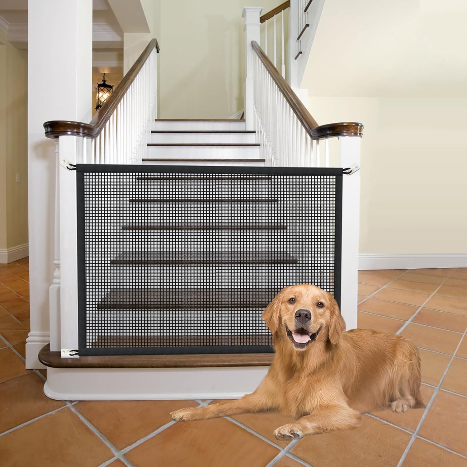 Guaipaipet Mesh Screen Pet Gate, 29" Tall Fits 36-39" Openings, Indoor Dog Gate for Stairs & Doorways