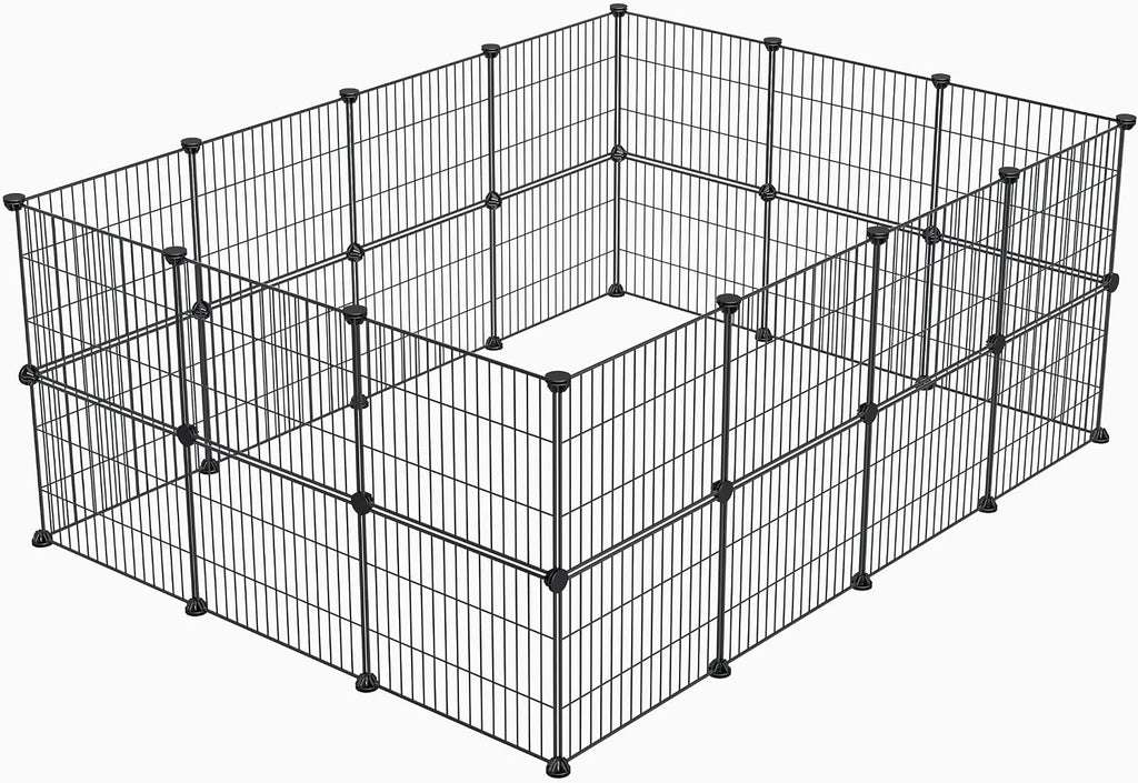 Guaipaipet DIY Metal Wire Small Animal Playpen, 12-Panel 15x12" for Rabbits, Guinea Pigs & Puppies (Black)