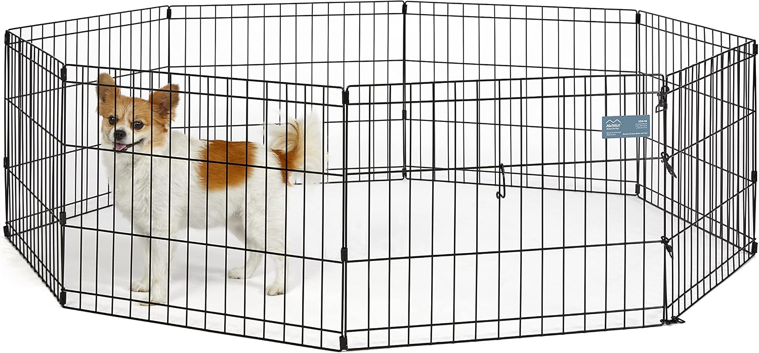 Guaipaipet Folding Metal Dog Exercise Pen, Indoor/Outdoor Playpen 30" Tall, 16 Sq Ft Play Space (Black E-Coated)