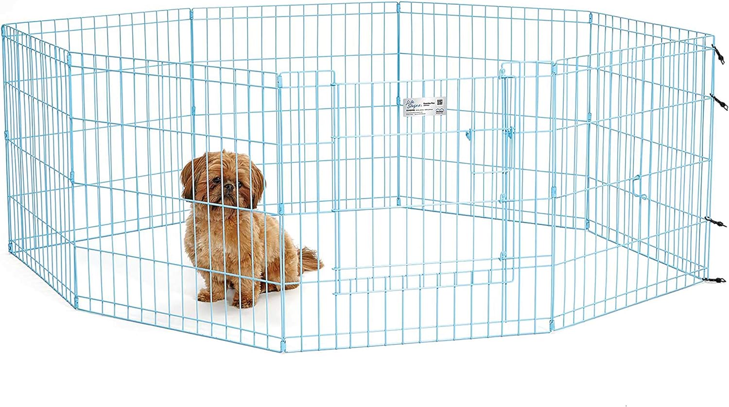 Guaipaipet Folding Metal Dog Exercise Pen, Indoor/Outdoor Playpen 30" Tall, 16 Sq Ft Play Space (Black E-Coated)