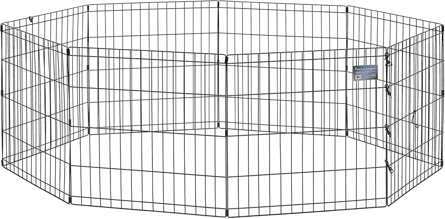 Guaipaipet Folding Metal Dog Exercise Pen, Indoor/Outdoor Playpen 30" Tall, 16 Sq Ft Play Space (Black E-Coated)