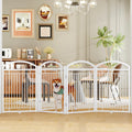 Guaipaipet No-Assembly Folding Metal Pet Gate, 6-Panel 144" Extra Wide Accordion Fence with Walk-Through Door, 32" H (Black)
