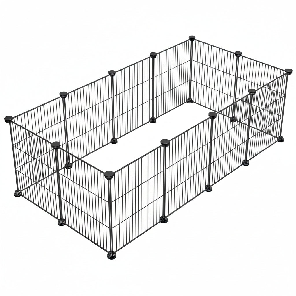 Guaipaipet DIY Metal Wire Small Animal Playpen, 12-Panel 15x12" for Rabbits, Guinea Pigs & Puppies (Black)