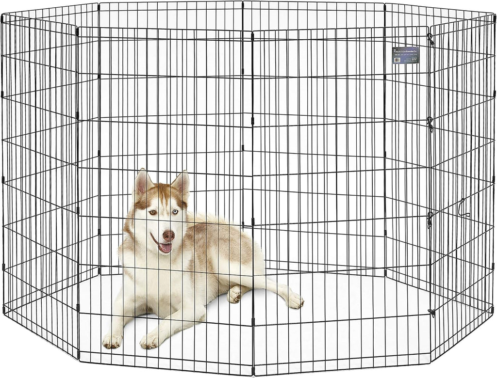 Guaipaipet Folding Metal Dog Exercise Pen, Indoor/Outdoor Playpen 30" Tall, 16 Sq Ft Play Space (Black E-Coated)